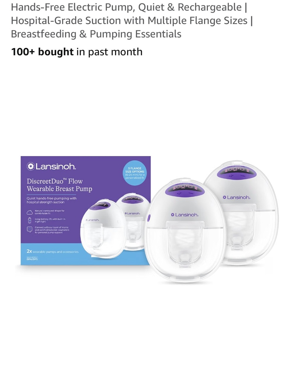 Lansinoh Discreet Duo Wearable Breast Pump Set